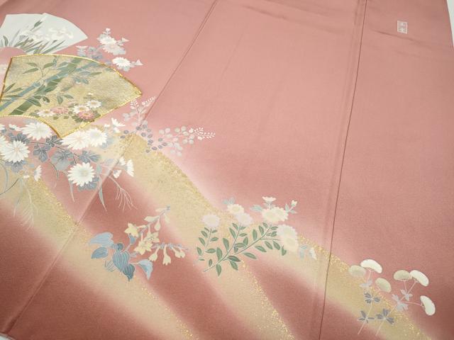 平和屋着物●訪問着 作家物 駒刺繍 地紙草花文 暈し染め 金彩 正絹 逸品 CAAZ2578ut