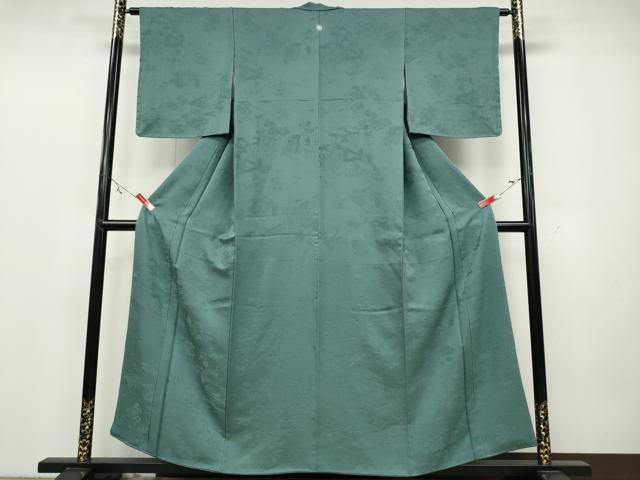 平和屋着物●上質な色無地 御所車風景人物地紋 千草色 正絹 逸品 CAAZ2600ut