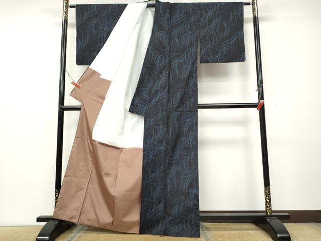平和屋着物●結城紬 100亀甲 草葉文 正絹 逸品 CAAZ2613ut