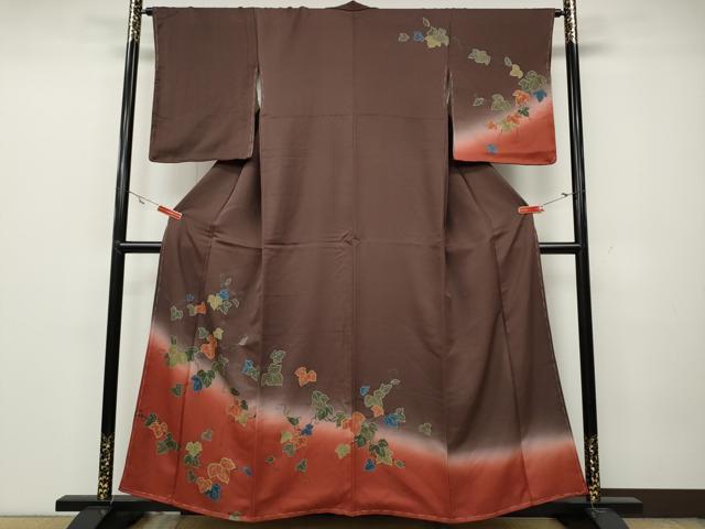 平和屋着物●訪問着 蔦の葉文 暈し染め 金彩 正絹 逸品 未使用 CAAZ2623ut