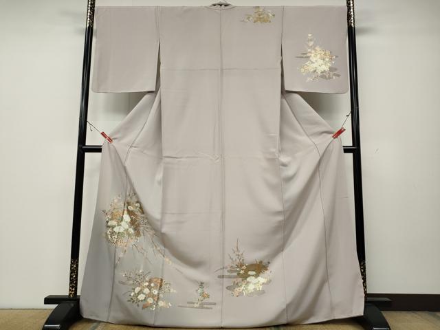 平和屋着物●訪問着 扇面草花文 暈し染め 金銀彩 正絹 逸品 CAAZ2728ut