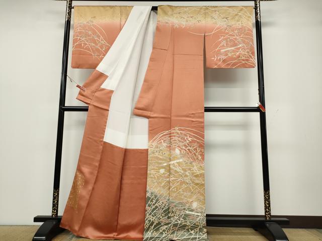 平和屋着物●訪問着 作家物 駒刺繍 横笛枝花文 暈し染め 正絹 逸品 CAAZ2791ut