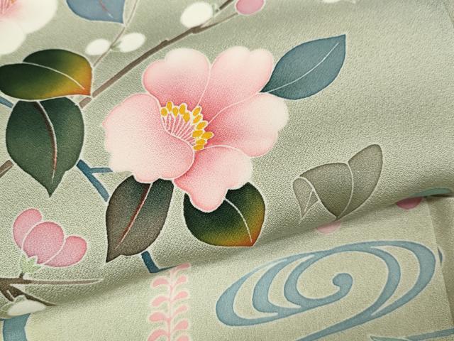 平和屋着物●訪問着 友禅 流水籬枝花文 暈し染め 正絹 逸品 CAAZ2798ut