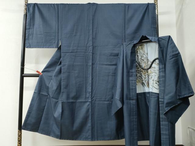 平和屋着物●男性 お召 アンサンブル 100亀甲 正絹 逸品 未使用 CAAZ2806yc