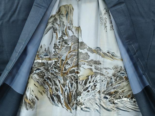 平和屋着物●男性 お召 アンサンブル 100亀甲 正絹 逸品 未使用 CAAZ2806yc
