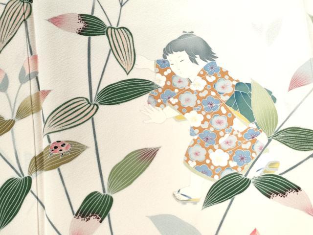 平和屋着物●訪問着 友禅 作家物 童子遊び てんとう虫 暈し染め 正絹 逸品 CAAZ2810yc