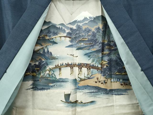 平和屋着物●男性 本場大島紬 アンサンブル 80亀甲 総詰め 正絹 逸品 CAAZ2821yc