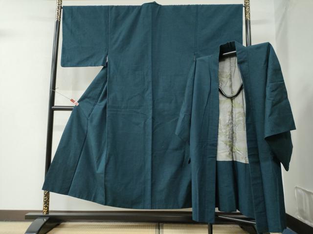 平和屋着物●男性 紬 アンサンブル 色無地 褐返色 正絹 逸品 CAAZ2875yc