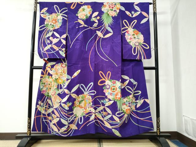 平和屋着物●セミアンティーク 大正ロマン 訪問着 駒刺繍 宝尽くし吉祥花唐草文 金彩 正絹 逸品 CAAZ2950yc