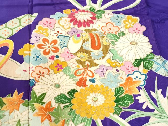平和屋着物●セミアンティーク 大正ロマン 訪問着 駒刺繍 宝尽くし吉祥花唐草文 金彩 正絹 逸品 CAAZ2950yc