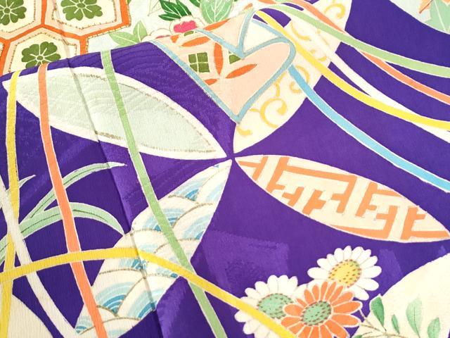 平和屋着物●セミアンティーク 大正ロマン 訪問着 駒刺繍 宝尽くし吉祥花唐草文 金彩 正絹 逸品 CAAZ2950yc