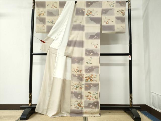 平和屋着物●訪問着 駒刺繍 変わり市松宝尽くし松竹梅花文 金彩 正絹 逸品 CAAZ3057yc