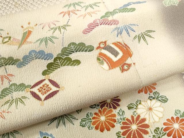 平和屋着物●訪問着 駒刺繍 変わり市松宝尽くし松竹梅花文 金彩 正絹 逸品 CAAZ3057yc