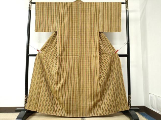 平和屋着物●上質な紬 縞 大丸扱い 正絹 逸品 未使用 CAAZ3104yc