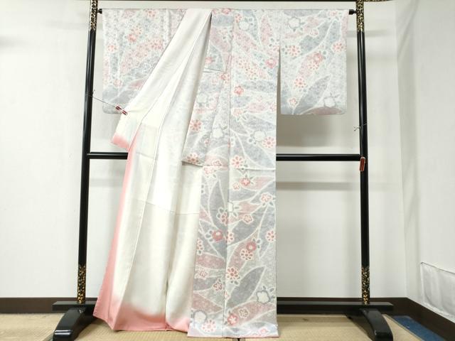 平和屋着物●上質な小紋 絞り 舞花文 暈し染め 正絹 逸品 CAAZ3109yc