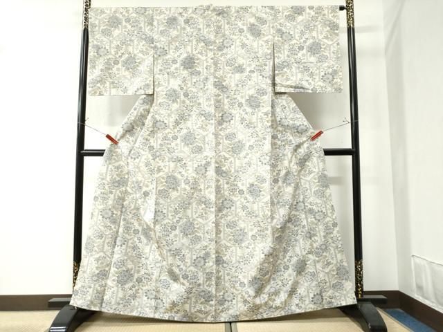 平和屋着物●上質な紬 亀甲牡丹花文 正絹 逸品 CAAZ3183yc