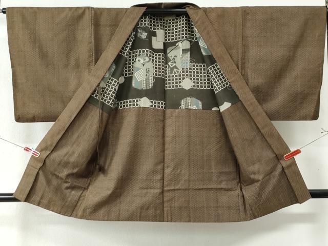 平和屋着物●男性 紬 アンサンブル 亀甲柄 正絹 逸品 CAAZ3273yc