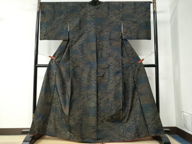 平和屋着物●本場大島紬 草花文 正絹 逸品 CAAZ3409yc