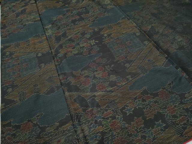 平和屋着物●本場大島紬 草花文 正絹 逸品 CAAZ3409yc