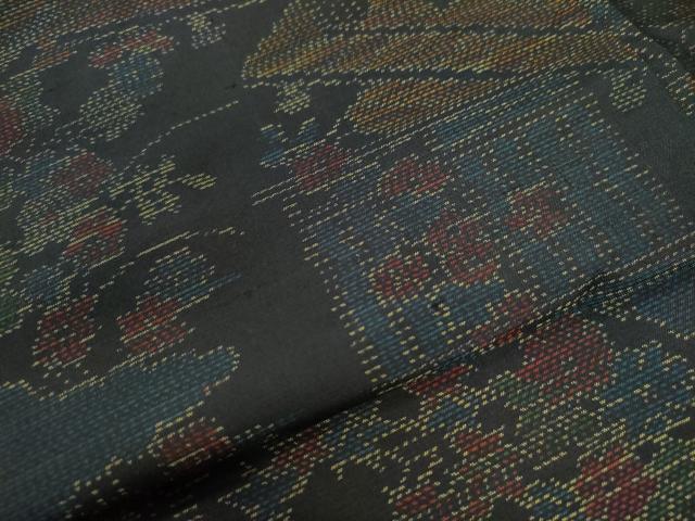 平和屋着物●本場大島紬 草花文 正絹 逸品 CAAZ3409yc