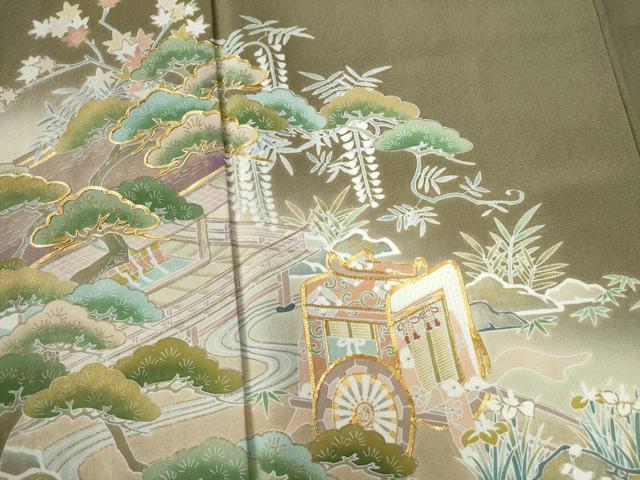 平和屋着物●豪華色留袖 作家物 駒刺繍 御所車浜松花文 暈し染め 金彩 正絹 逸品 CAAZ3434yc