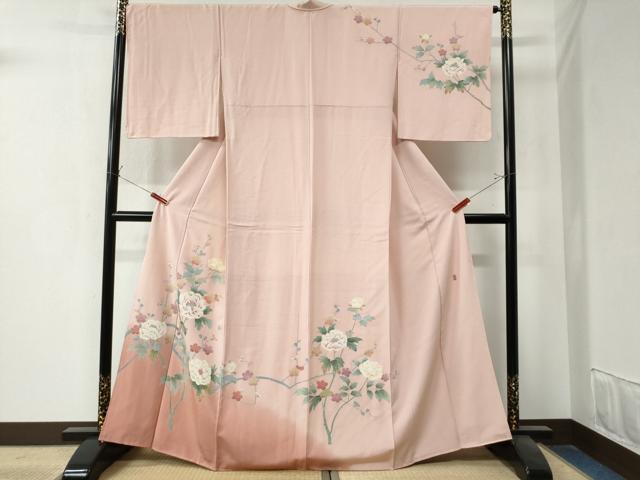 平和屋着物●訪問着 友禅 作家物 枝牡丹梅文 暈し染め 正絹 逸品 CAAZ3440yc