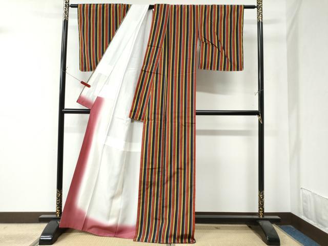 平和屋着物●上質な紬 縞 正絹 逸品 未使用 CAAZ3484yc