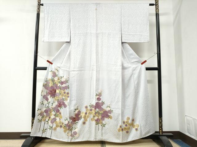平和屋着物●豪華色留袖 駒刺繍 亀甲枝花文 金彩 正絹 逸品 CAAZ3491yc