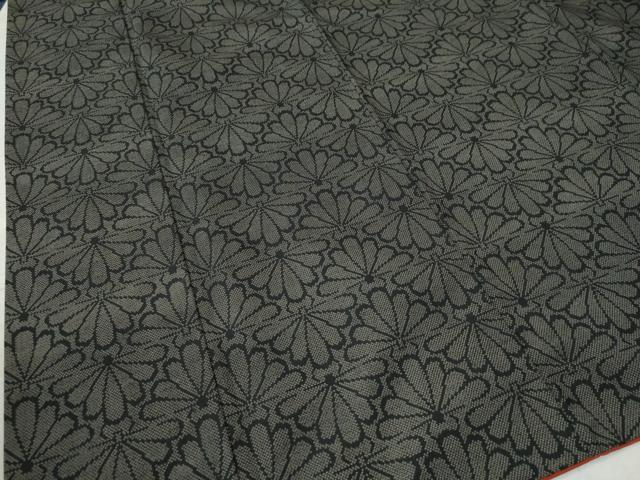 平和屋着物●上質な紬 菊 黒地 ロング丈 正絹 逸品 CAAZ3507yc