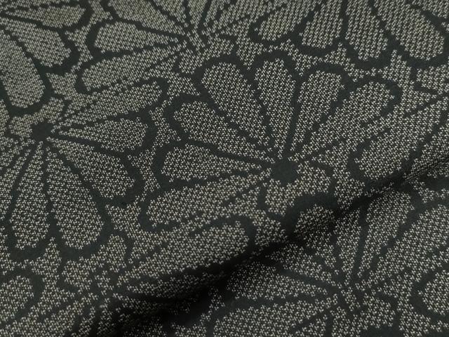 平和屋着物●上質な紬 菊 黒地 ロング丈 正絹 逸品 CAAZ3507yc