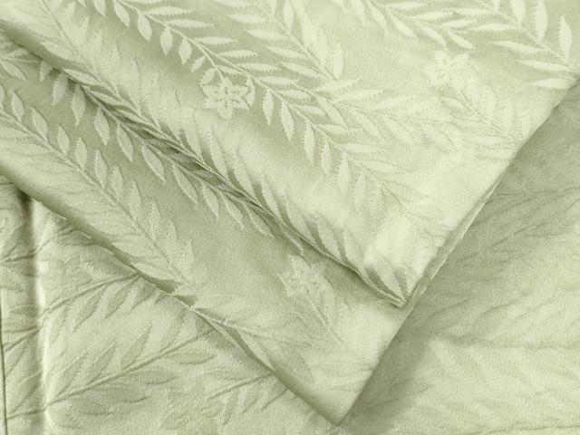 平和屋着物●上質な色無地 草花地紋 枯草色 正絹 逸品 CAAZ3538yc