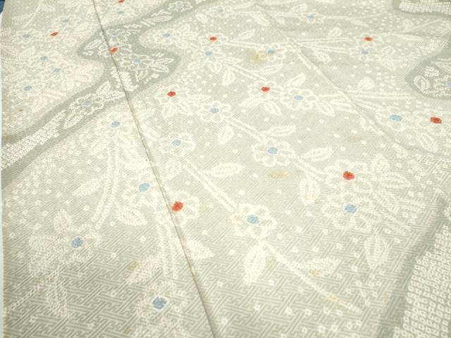 平和屋着物●上質な小紋 絞り 草花文 正絹 逸品 CAAZ3576yc