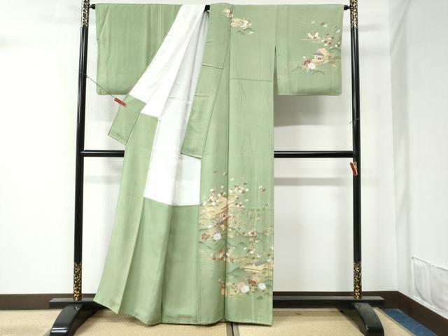平和屋着物●訪問着 風景草花文 金彩 正絹 逸品 CAAZ3650yc