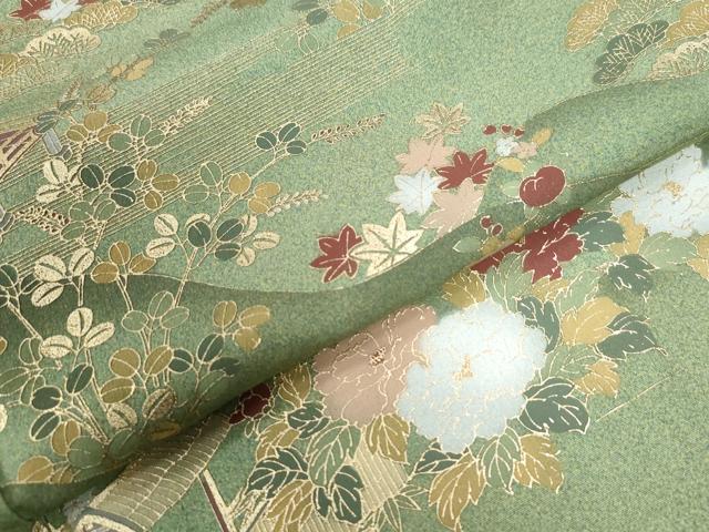 平和屋着物●訪問着 風景草花文 金彩 正絹 逸品 CAAZ3650yc