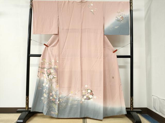 平和屋着物○訪問着 友禅 作家物 枝花文 暈し染め 正絹