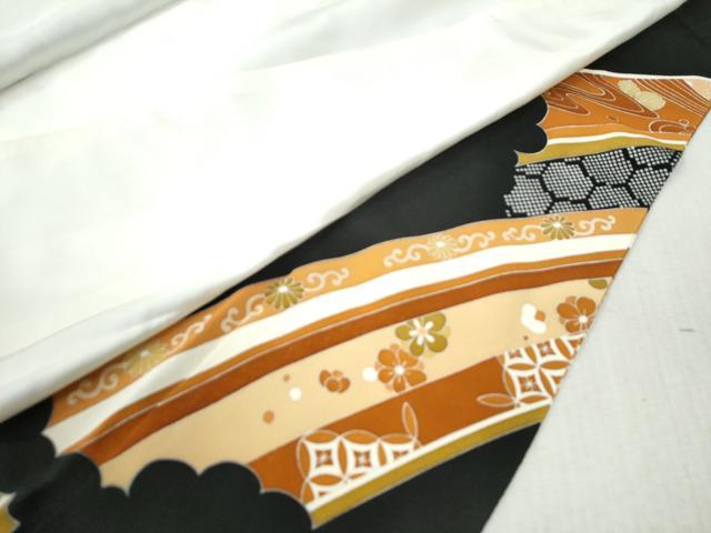 平和屋着物●豪華黒留袖 駒刺繍 吉祥花唐草文 金彩 正絹 逸品 CAAZ3721yc