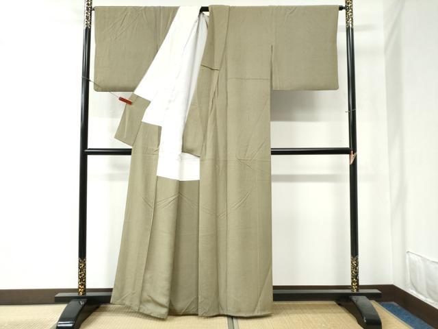 平和屋着物●江戸小紋 万筋 藍媚茶色×白橡色 正絹 逸品 CAAZ3765yc