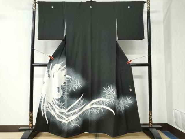 平和屋着物●京友禅作家 山科春宣 黒留袖 鳳凰枝葉文 暈し染め 正絹 逸品 CAAZ3784yc