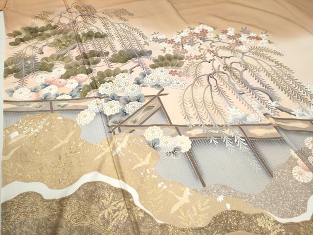 平和屋着物●豪華色留袖 作家物 枝垂れ柳花松文 暈し染め 金銀彩 正絹 逸品 CAAZ3826yc