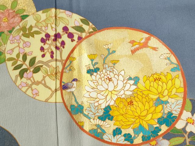 平和屋着物●豪華色留袖 花鳥丸文 暈し染め 金彩 正絹 逸品 CAAZ3895yc