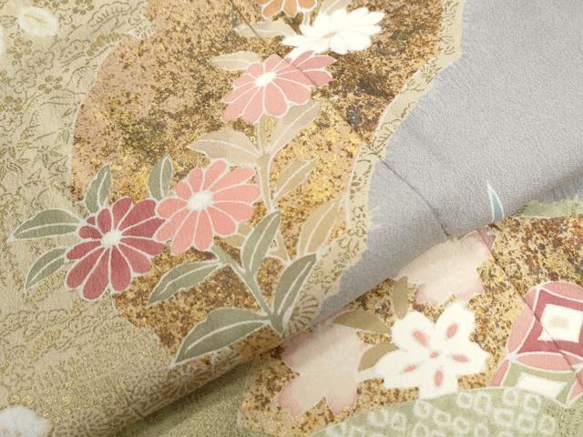 平和屋着物●創業460年・千總 訪問着 駒刺繍 絞り 地紙松竹梅花文 金彩 正絹 逸品 CAAZ3996yc