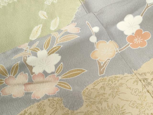 平和屋着物●創業460年・千總 訪問着 駒刺繍 絞り 地紙松竹梅花文 金彩 正絹 逸品 CAAZ3996yc