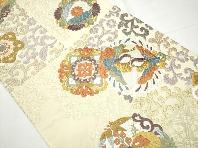 平和屋着物●六通柄袋帯 慶祥唐織 正倉院花鳥文 金糸 正絹 逸品 CAAZ4006hy