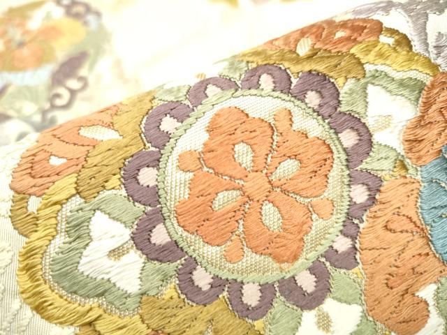 平和屋着物●六通柄袋帯 慶祥唐織 正倉院花鳥文 金糸 正絹 逸品 CAAZ4006hy