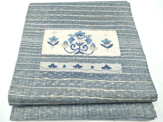 平和屋着物▽スリーシーズン 春夏秋 太鼓柄袋帯 櫛織 花唐草文 正絹 逸品 CAAZ4110hy