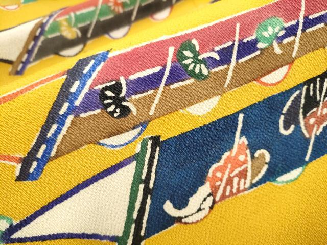 平和屋着物●九寸名古屋帯 型染め 凧 吉祥文 正絹 逸品 CAAZ4186hy