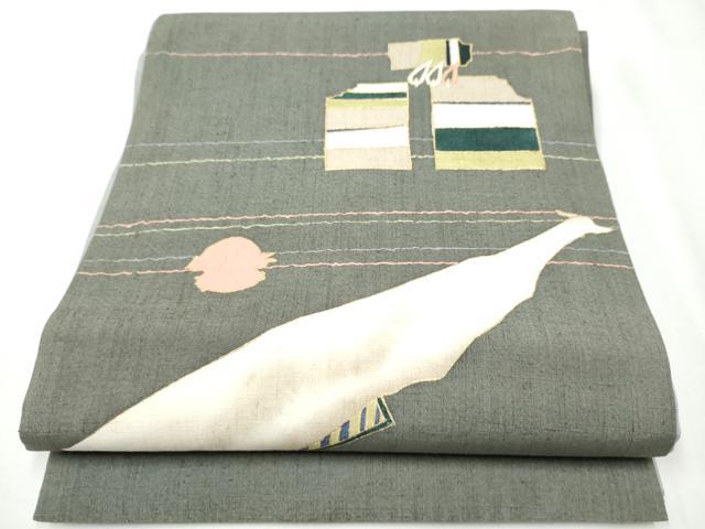 平和屋着物●太鼓柄袋帯 紬地 器物文 金彩 正絹 逸品 CAAZ4220hy