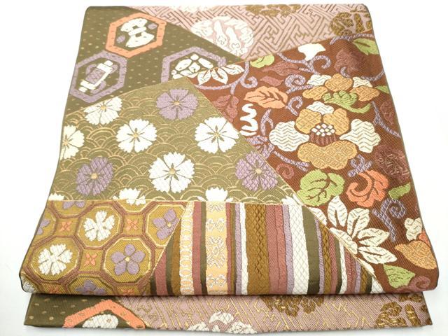平和屋着物●六通柄 本袋帯 唐織 切嵌花文 金糸 正絹 逸品 CAAZ4226hy