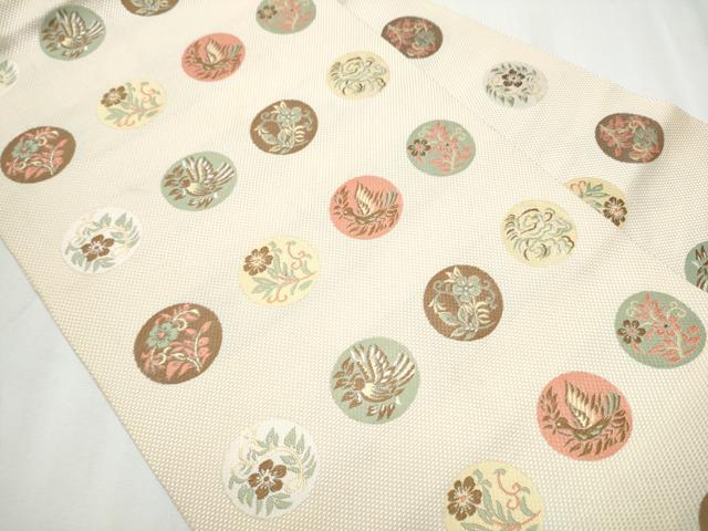 平和屋着物●本場筑前博多織 八寸名古屋帯 草花丸文 正絹 逸品 CAAZ4342hy
