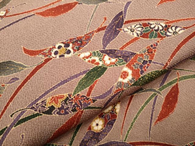 平和屋着物●全通柄 九寸名古屋帯 型染め 草花文 金彩 正絹 逸品 CAAZ4375hy